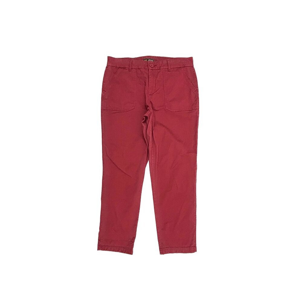 Lee Regular Fit Slim Ankle Mid Rise Women's size 12 Brick Red Chino Pants